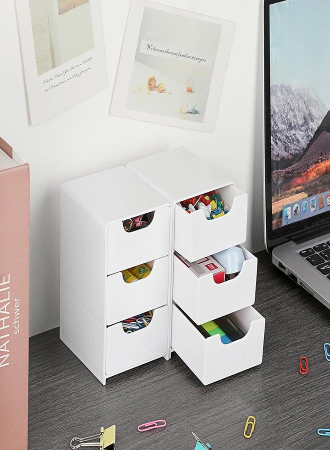 BTSKY 1 Pack Small Acrylic Storage Organizer with Drawers, 3-Layer White Desktop Organizer for Office Supplies Mini Storage Box with Drawers for Desk, Desktop Makeup Drawer Jewelry Storage Box - Image 5